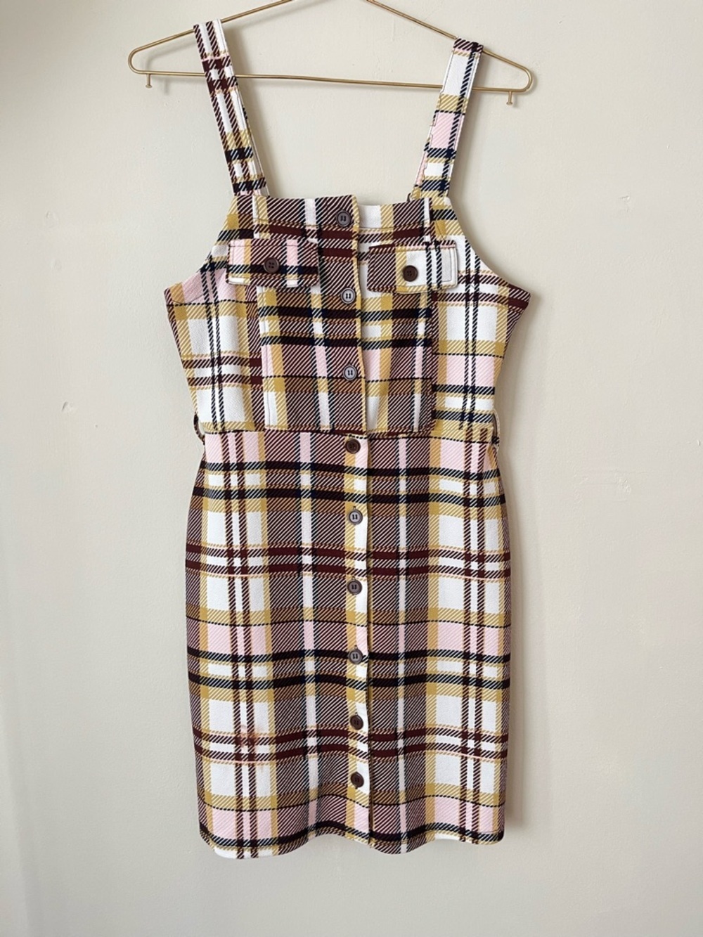 Almost Famous retro casual  Plaid Button-Front Mini Dress M